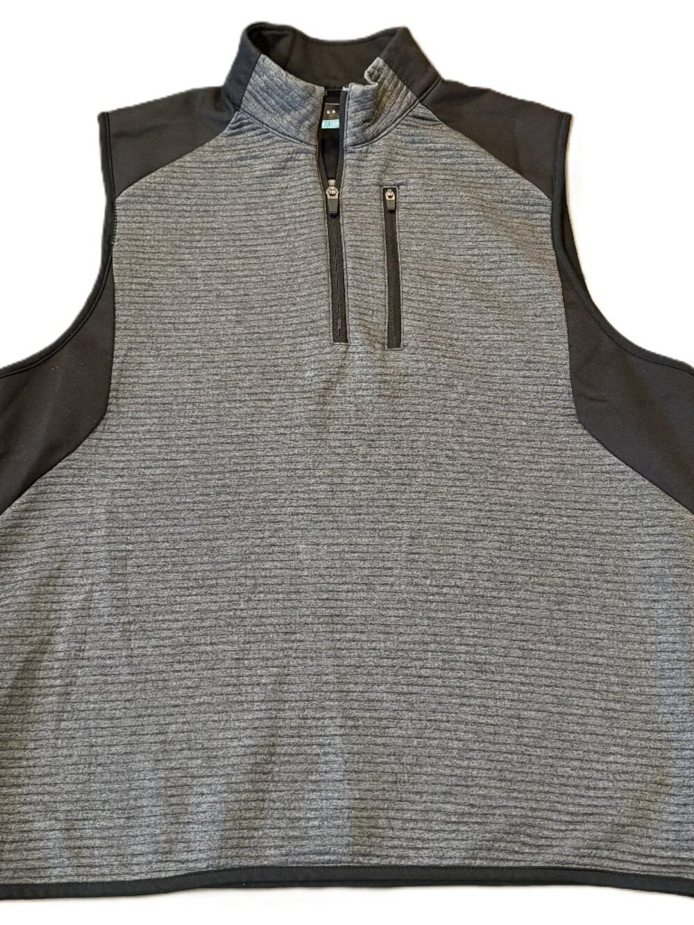 PGA TOUR Men's Quarter Zip Golf Vest Black Gray Polyester Size Small